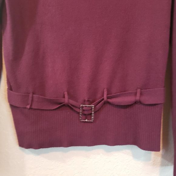 Hillard & Hanson Womens Belted Collared Pullover Sweater Size Large Burgundy - Picture 3 of 6